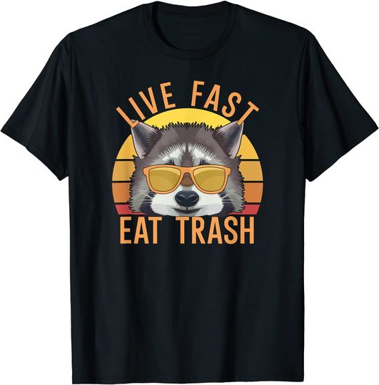 Live Fast Eat Trash Raccoon Camping T-Shirt