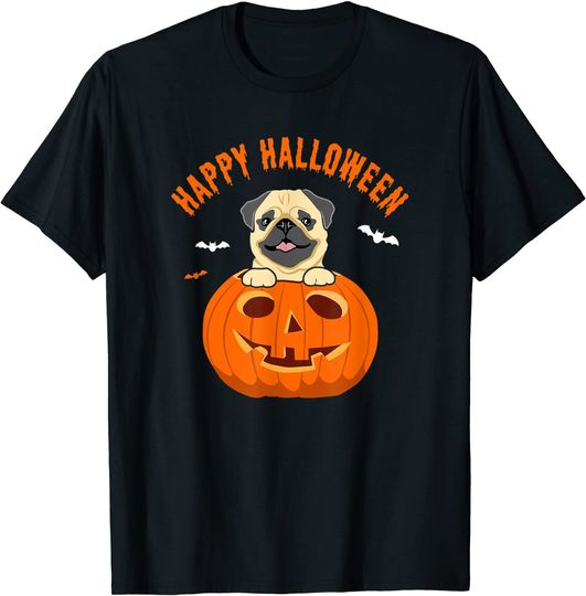 Cute Halloween Pug Dog Pumpkin Costumes Thanksgiving Design T-Shirt