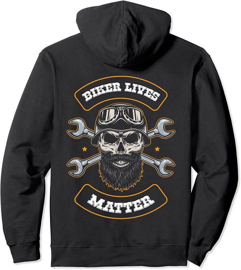 Biker Lives Matter Motorcycle Quotes With Skull Pullover Hoodie