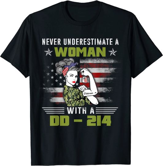 Women With DD-214 Female Veterans Tee Proud Women Veteran T-Shirt