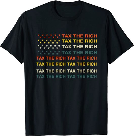 AOC Tax The Rich Vintage  US Flag T-Shirt