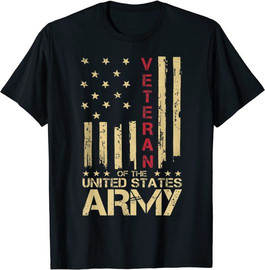 Patriotic U.S Army Veteran Red Line American Flag Vintage T-Shirt