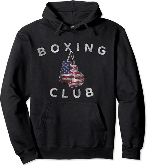 Boxing Club Vintage US Flag Boxing Gloves Pullover Hoodie Pullover Hoodie