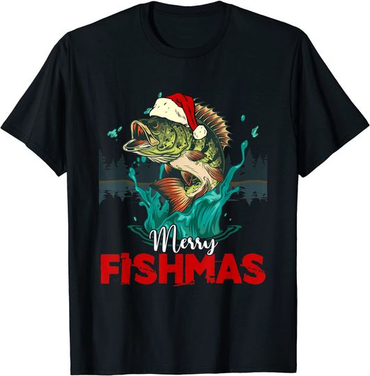 Merry Fishmas Christmas Fishing Lover Fisherman Xmas Pajama T-Shirt