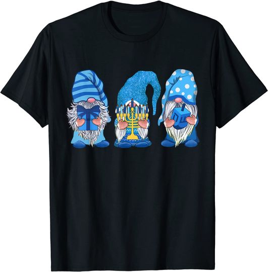 Hanukkah Gnomes Funny Gift Cute Gnomies With Menorah T-Shirt