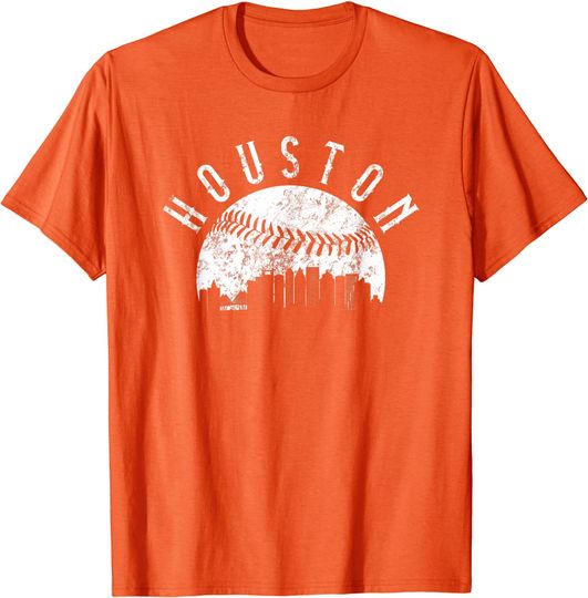 Vintage Houston Texas Skyline Baseball T-Shirt
