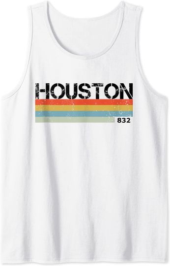 Houston Area Code Vintage Retro Stripes Tank Top