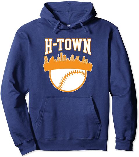 Houston Baseball Minimalist H-Town City Skyline Pullover Hoodie