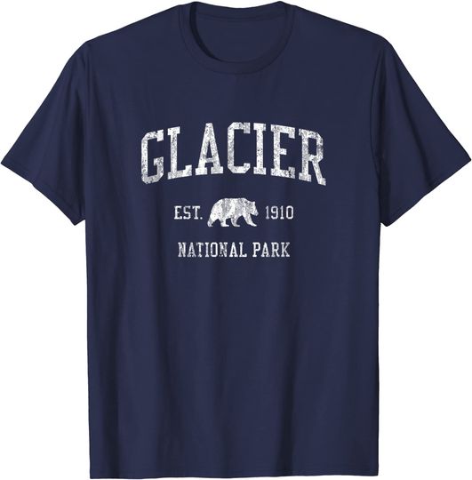 Glacier National Park T-Shirt Vintage Sports Design Tee