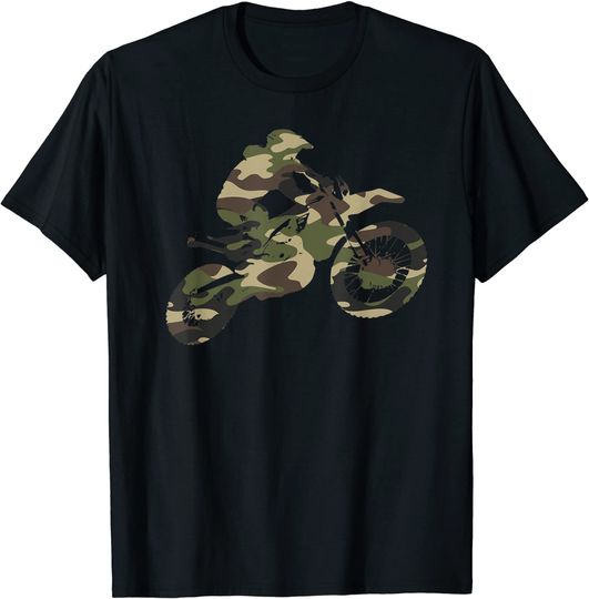 Motocross Dirt Bike Racing Shirt Camo Camouflage Tshirt Boys T-Shirt
