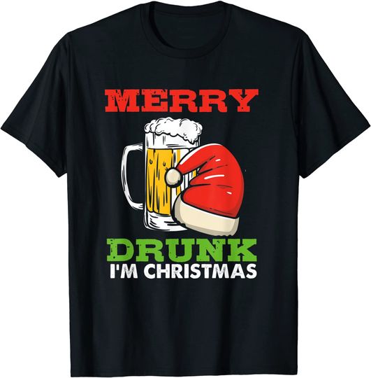 Merry Drunk I’m Christmas Xmas Drinking T-Shirt