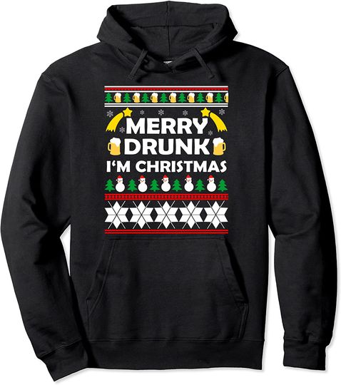 Merry Drunk I'm Christmas Pullover Hoodie
