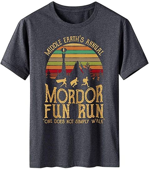 LSDSKD Middle Earth's Annual,Mordor Fun Run,One Does Not Simply Walk Short Sleeve T-Shirt for Men