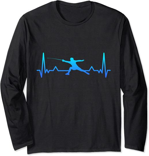 Fencing Saber Heartbeat Line Dad Gift Long Sleeve T-Shirt