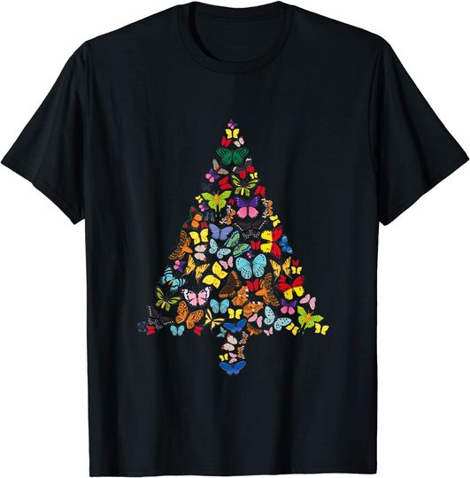 Butterflies Christmas Tree Entomologist Xmas T-Shirt