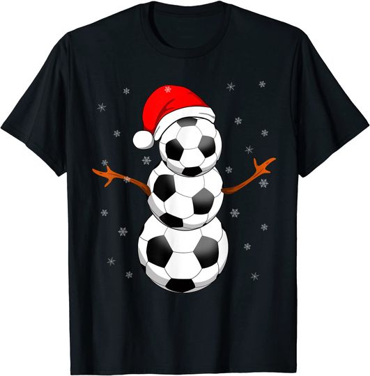 Football Christmas Snowman Soccer T-Shirt