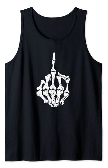 Offensive Biker Middle Finger Skull Tank Top
