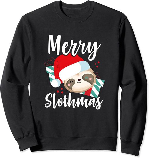 Merry Slothmas Lazy Christmas Sloth Animal Pajamas Costume Sweatshirt