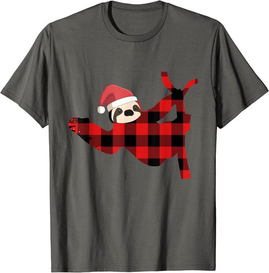 Red Plaid Sloth Pajama Family Buffalo Christmas T-Shirt