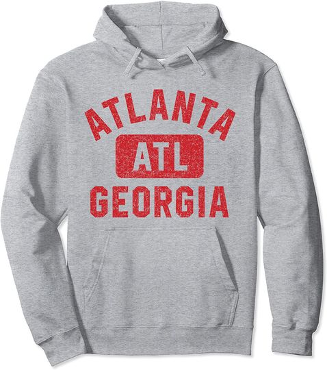 Atlanta ATL Gym Style Distressed Red Print Hoodie
