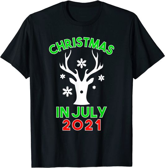 Christmas In July 2021 Reindeer Snow Merry Santa Summer T-Shirt