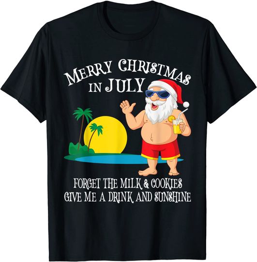 Christmas In July Pool Party Santa Vacation Gift T-Shirt