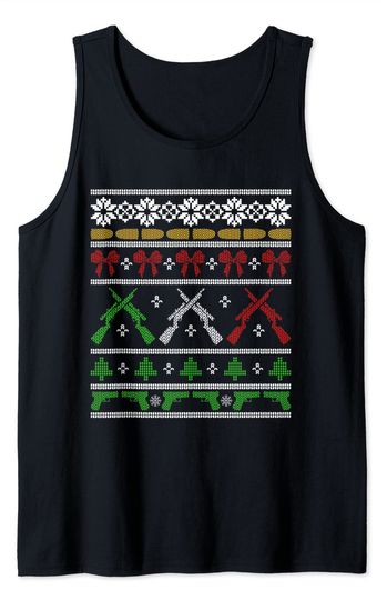 Guns For Christmas Ugly Sweater Gun Rights Hunting Military Tank Top