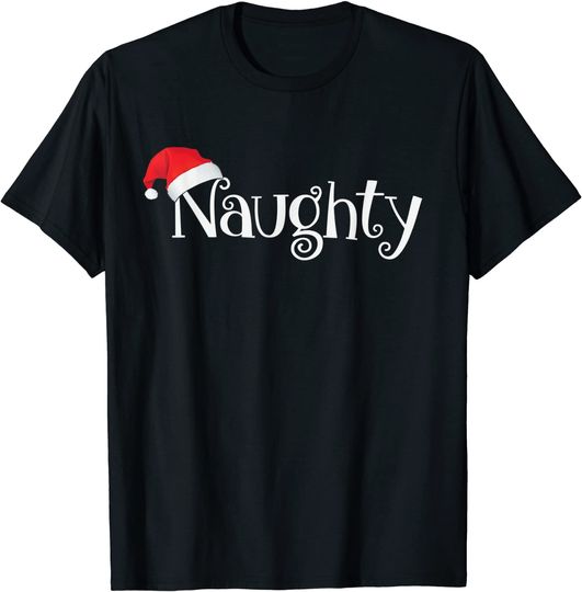 Naughty or Nice Costume Matching Christmas Couples T-Shirt