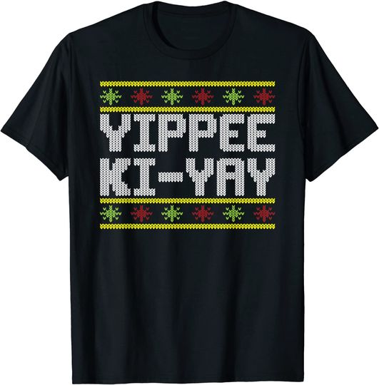 Yippee Ki-Yay Christmas Cross Stitch T-Shirt