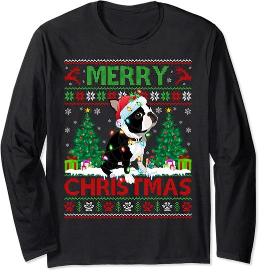 Boston Terrier Christmas Long Sleeve