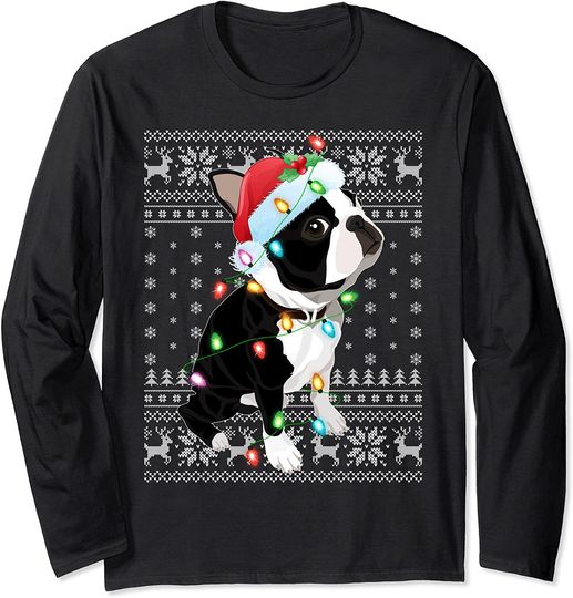 Boston Terrier Christmas Long Sleeve