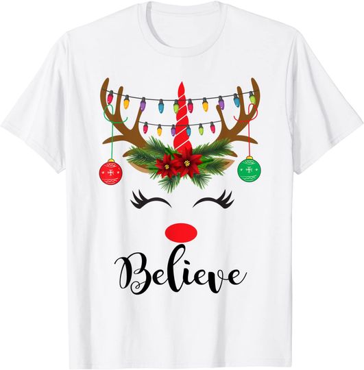 Believe Christmas Reindeer T-Shirt