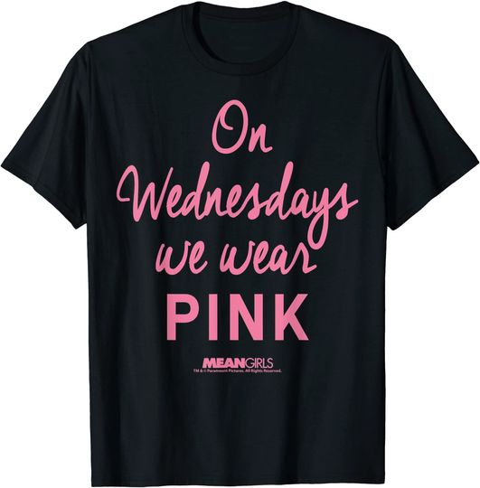 Discover Mean Girls On Wednesdays We Wear Pink Script T-Shirt