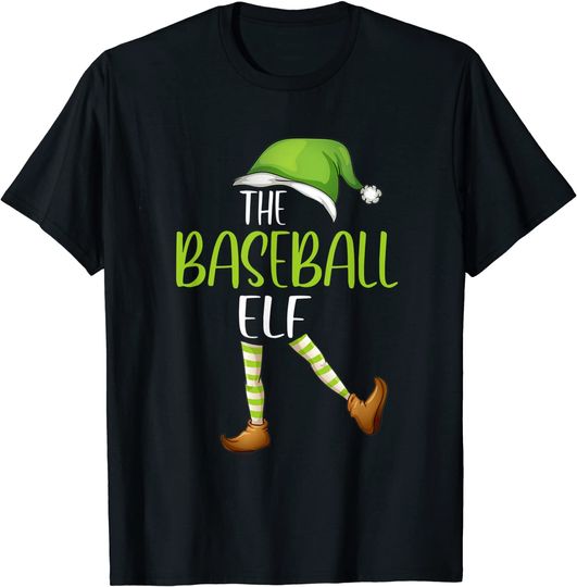 Baseball Elf Family Matching Pajama Baseball Elf Charismas T-Shirt