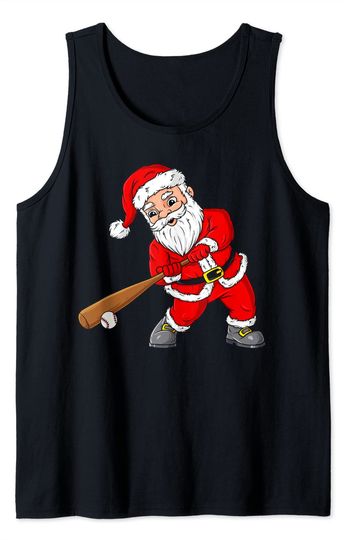 Christmas Santa Claus With Baseball Xmas Tank Top