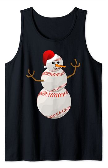 Snowman Baseball Santa Claus Christmas Tank Top