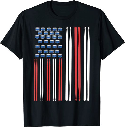 Discover Drum Sticks US Flag T-Shirt