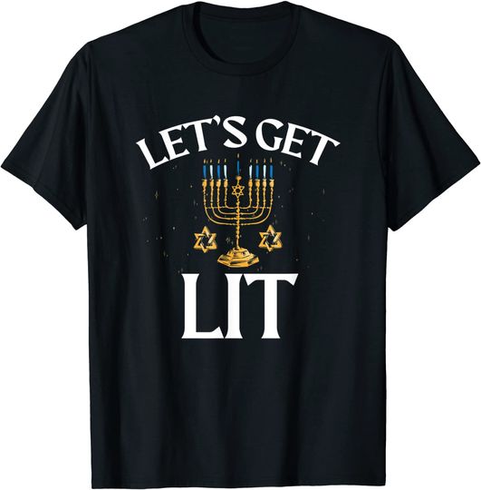 Jewish Christmas Lets Get Lit Hanukkah T-Shirt