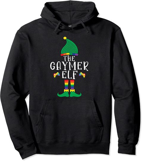 The Gaymer Elf LGBTQ Ally Pride Christmas Gamer Pullover Hoodie