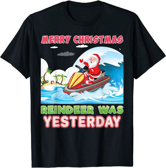 Mele Kalikimaka Santa Riding Jet Ski Merry Christmas T-Shirt