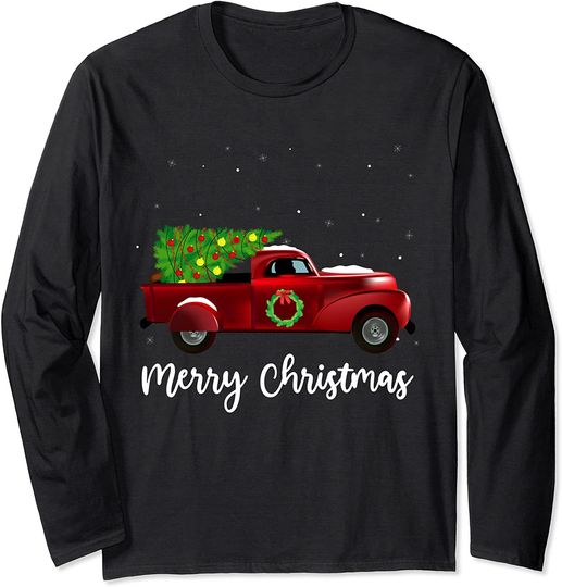 Vintage Wagon Christmas Tree On Car Xmas Vacation Long Sleeve