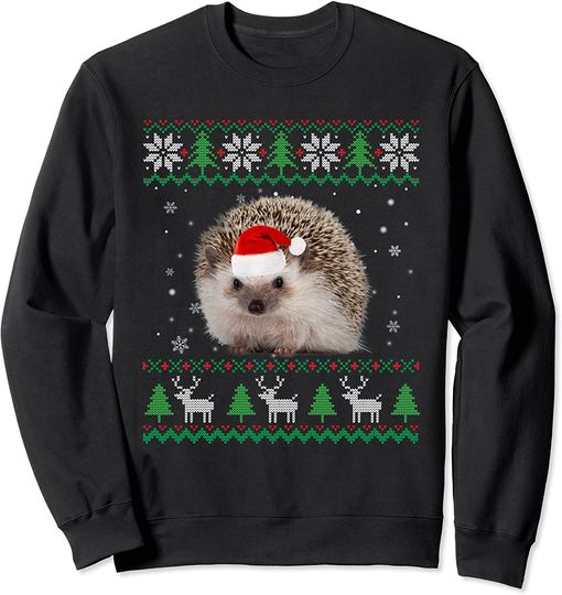 Ugly Sweater Christmas Animals Santa Hedgehog Sweatshirt