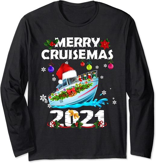 Merry Cruisemas 2021 Christmas Santa Cruise Decoration Xmas Long Sleeve