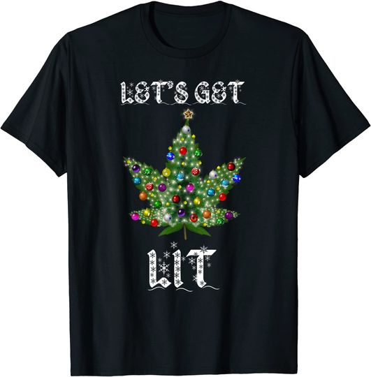 Discover Christmas Tree Weed Leaf T-Shirt Pot Marijuana T-Shirt