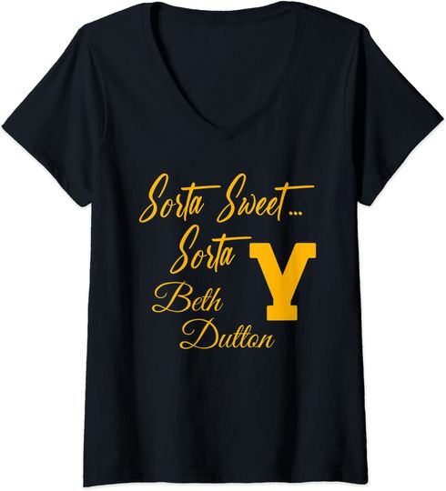 Womens Sorta Beth Funny Dutton Gifts - Ranch Stone Rip Vintage V-Neck T-Shirt
