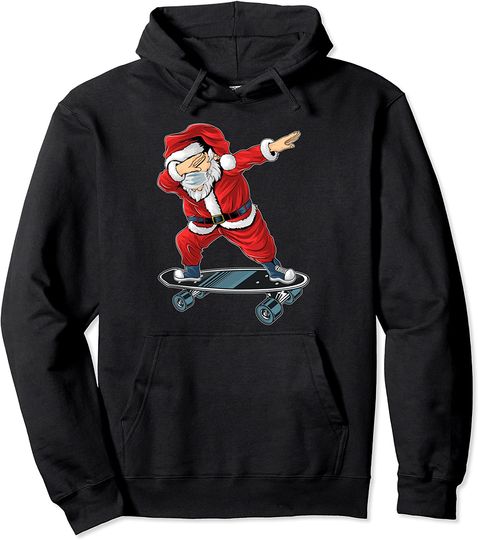 Cute Dabbing Santa Claus Skateboard Skate Xmas Boys Pullover Hoodie