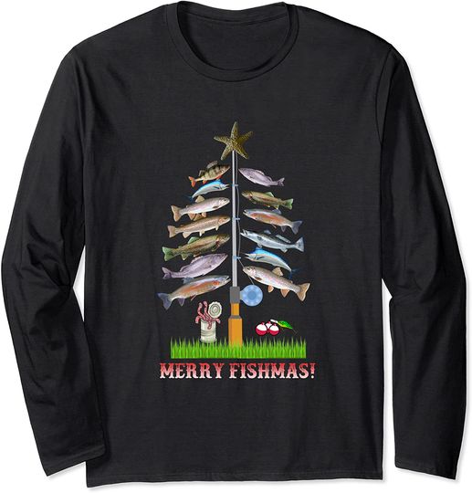 Merry Fishmas Christmas Tree Long Sleeve