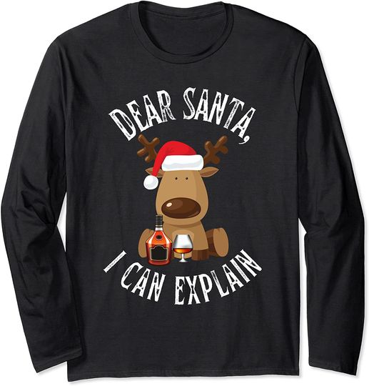 Funny Christmas Dear Santa I Can Explain Reindeer Long Sleeve T-Shirt