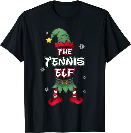 Tennis Elf Matching Family Group Christmas Party T-Shirt
