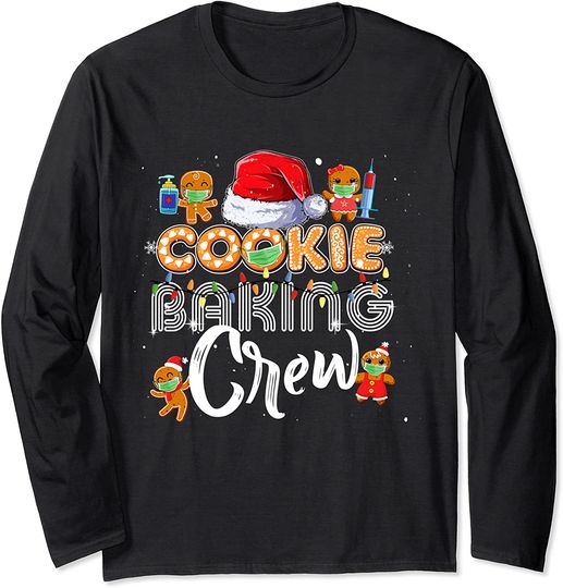 Cookie Baking Crew Christmas Santa Mask Gingerbread Team Long Sleeve